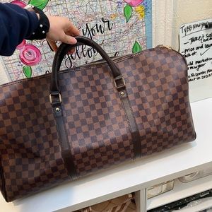 Medium Checkered Print Duffel Bag